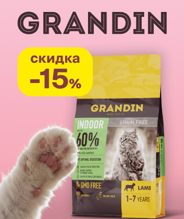 Скидка 15% на сухой корм Grandin Скидка 15% на сухой корм Grandin